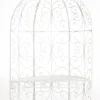 Rosie Half Gazebo with Bench - Antique White Metal Garden Trellis Pavilion