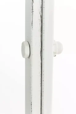 Rosie Half Gazebo with Bench - Antique White Metal Garden Trellis Pavilion