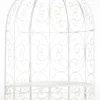 Rosie White Metal Half Gazebo with Bench - Garden Trellis Pavilion for Climbing Plants, 178cm H x 120cm W