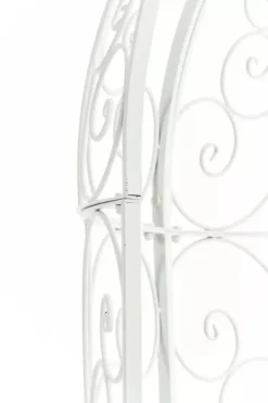 Rosie White Metal Half Gazebo with Bench - Garden Trellis Pavilion for Climbing Plants, 178cm H x 120cm W