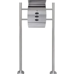 Rostfri brevlåda på stativ med smart lock och tidningshållare | Färg: Silver | Storlek: Standard