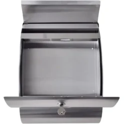 Rostfri brevlåda på stativ med smart lock och tidningshållare | Färg: Silver | Storlek: Standard