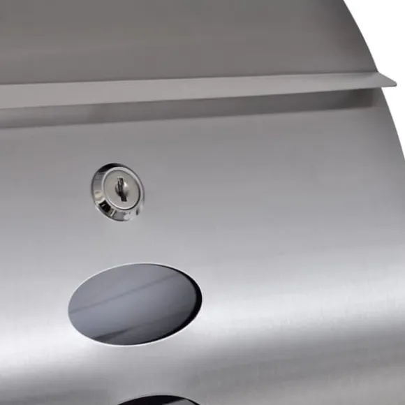 Rostfri brevlåda på stativ med smart lock och tidningshållare | Färg: Silver | Storlek: Standard