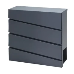 Rostfritt stål brevlåda med tidningsfack, antracitgrå, väggmonterad, 37x37cm