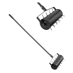 Rullande Gräsmatta Aerator 18, Tungt Manuell, Svart, Hög hållbarhet, Optimal Gräshälsa