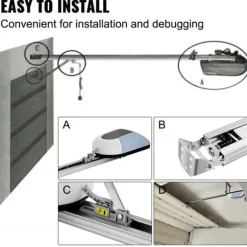 Rulldörröppnare 1000N, Garageportöppnare komplett 150W med fjärrkontroll, elektriska grindöppnare för skjutgrindar.