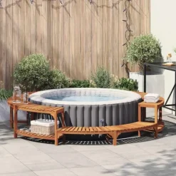 Rund Badtunna Inhägnad Omgivning Brun Ø275 cm massivt akacia