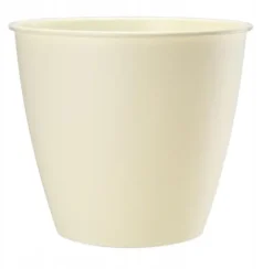 Rund blomkruka i krämfärgad plast Azalea 13x12 cm