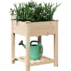 Rustikt växtställ i massivt trä - Höjd växthylla för inomhus och utomhus | Storlek: 60x60x76 cm | Färg: Furu