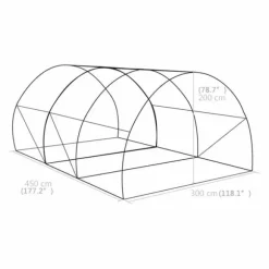 Rymligt växthus 13,5 m² - skydda dina växter | Storlek: 450x300x200 cm | Färg: Grön