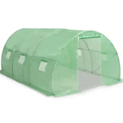 Rymligt växthus 13,5 m² - skydda dina växter | Storlek: 450x300x200 cm | Färg: Grön