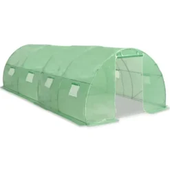 Rymligt växthus 18 m² med rostfri ram | Storlek: 600x300x200 cm | Färg: Grön