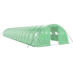 Rymligt växthus med stålram | Skydda växter och optimera tillväxt | Storlek: 72 m² | Färg: Grön | Mått: 18x4x2 m