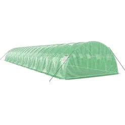 Rymligt växthus med stålram | Skydda växter och optimera tillväxt | Storlek: 72 m² | Färg: Grön | Mått: 18x4x2 m