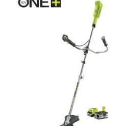 RYOBI - 18V ONE+ Röjsåg - styrstång - Ø vajer 1 x 1,6 mm - 3-tandat Tri-Arc™-blad 20 cm + 4,0 Ah batteri och laddare - RBC18X20B4F