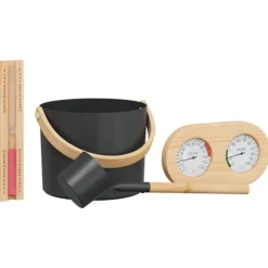 Sauna tillbehörsset - vidaXL - Svart - Aluminium och furu - 27x24x19 cm - Hink 7 L