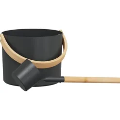 Sauna-tillbehörsset - vidaXL - Svart - Aluminium och massivt furu - 27x24x19 cm - Hink 7 L