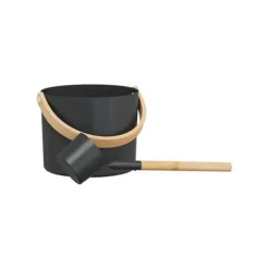 Sauna-tillbehörsset - vidaXL - Svart - Aluminium och massivt furu - 27x24x19 cm - Hink 7 L