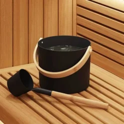 Sauna-tillbehörsset - vidaXL - Svart - Aluminium och massivt furu - 27x24x19 cm - Hink 7 L