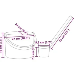 Sauna-tillbehörsset - vidaXL - Svart - Aluminium och massivt furu - 27x24x19 cm - Hink 7 L