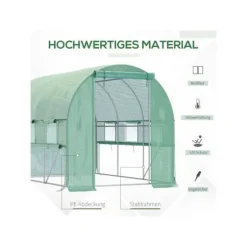 Serre tunnel - MUVOE - 2.95x2x2m - PE-film anti-UV - Struktur av rostfritt stål - 6 rullbar fönster