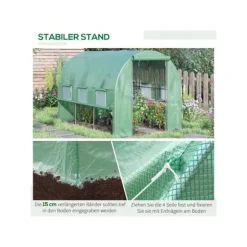 Serre tunnel - MUVOE - 2.95x2x2m - PE-film anti-UV - Struktur av rostfritt stål - 6 rullbar fönster