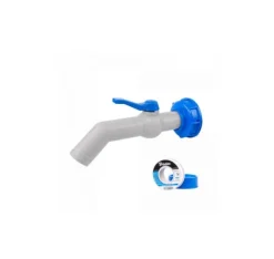 Set - PP 45° kran med IBCS60x6 adapter för 25 mm slang med PTFE tejp