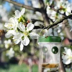 Set med 2 hängande utomhus getingfällor med LED-ljus Återanvändbara