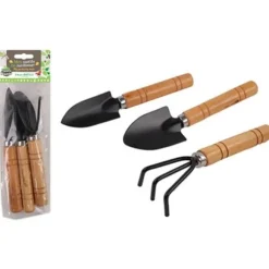 Set med 3 mini verktyg i metall och trä