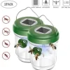 Set med 2 mygg- och getingfällor; insektsfångare för hornet - solenergi med LED-ljus