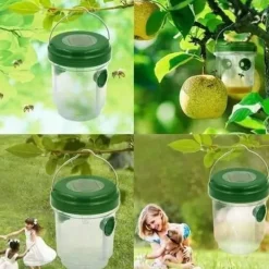 Set med 2 mygg- och getingfällor; insektsfångare för hornet - solenergi med LED-ljus