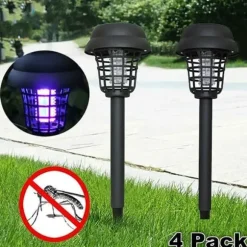 Set med 4 solcellsmyggdödarlampor för trädgård, gräsmatta, soldriven LED-lampa, insektsmedel (4 lampor[H2184]