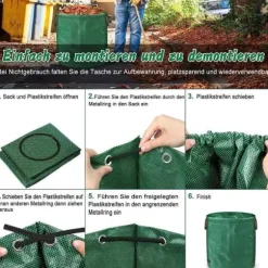 Set med 3 trädgårdsväskor med handtag, 272 l, i polypropentyg, hopfällbar, vattentät, återanvändbar, för förvaring[1989]