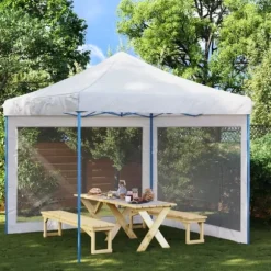 Sidoväggar för partytält 2 st vit och svart mesh