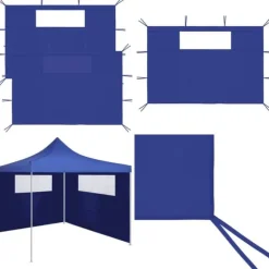 Sidoväggar med fönster till partytält 2 st blå - Sidopanel Partytält - Sidopaneler Partytält - Home & Living
