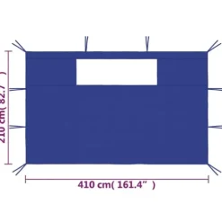 Sidoväggar med fönster till partytält 2 st blå - Sidopanel Partytält - Sidopaneler Partytält - Home & Living