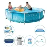Simbassäng med tillbehör - Intex metallram Rund strandsida 305x76 cm