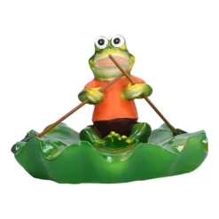 Simulering Harts Flytande Lotusblad Grodor Prydnad Fiskdamm Fontän Landskapsdekor