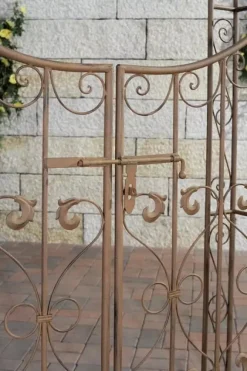 Sina Antique Brown Metal Rose Arch with Lockable Gate - 235cm Height