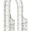 Sina Rose Arch with Gate - Antique Green Metal Garden Trellis for Climbing Plants, Durable and Easy Assembly