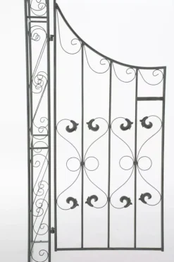 Sina Rose Arch with Gate - Antique Green Metal Garden Trellis for Climbing Plants, Durable and Easy Assembly