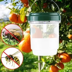 Skadedjursfälla, getingfälla med solar LED-ljus, insektsfälla, hängande honungsfångare, mördare - vit[A6040]
