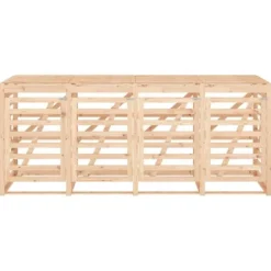 Skjul för 4 sopkärl i massiv furu - Träskjul för soptunnor | Färg: Natur | Storlek: Standard