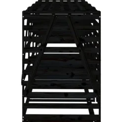 Skjul för 4 sopkärl i massiv furu - Hållbart och ventilerat | Färg: Svart | Storlek: 4 soptunnor