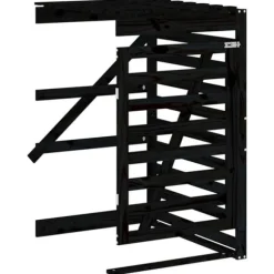 Skjul för 4 sopkärl i massiv furu - Hållbart och ventilerat | Färg: Svart | Storlek: 4 soptunnor