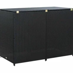 Skjul för 2 soptunnor i konstrotting - Förvaringslösning | Färg: Svart | Storlek: 148x80x111 cm