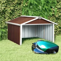 Skjul för robotgräsklippare 92x97x63 cm galvaniserat stål brun