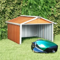 Skjul för robotgräsklippare 92x97x63 cm galvaniserat stål brun