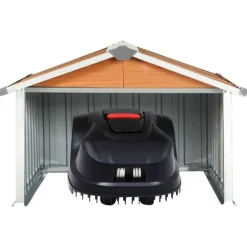 Skjul för robotgräsklippare 92x97x63 cm galvaniserat stål brun