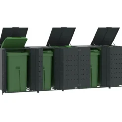 Skjul för sopkärl för 5 platser antracit 345x79x117 cm stål
